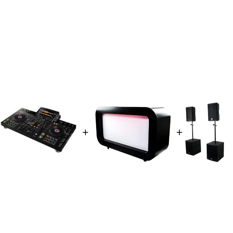 XDJ-RX3 + Professionele DJ Booth + Devine Onyx Speakerset