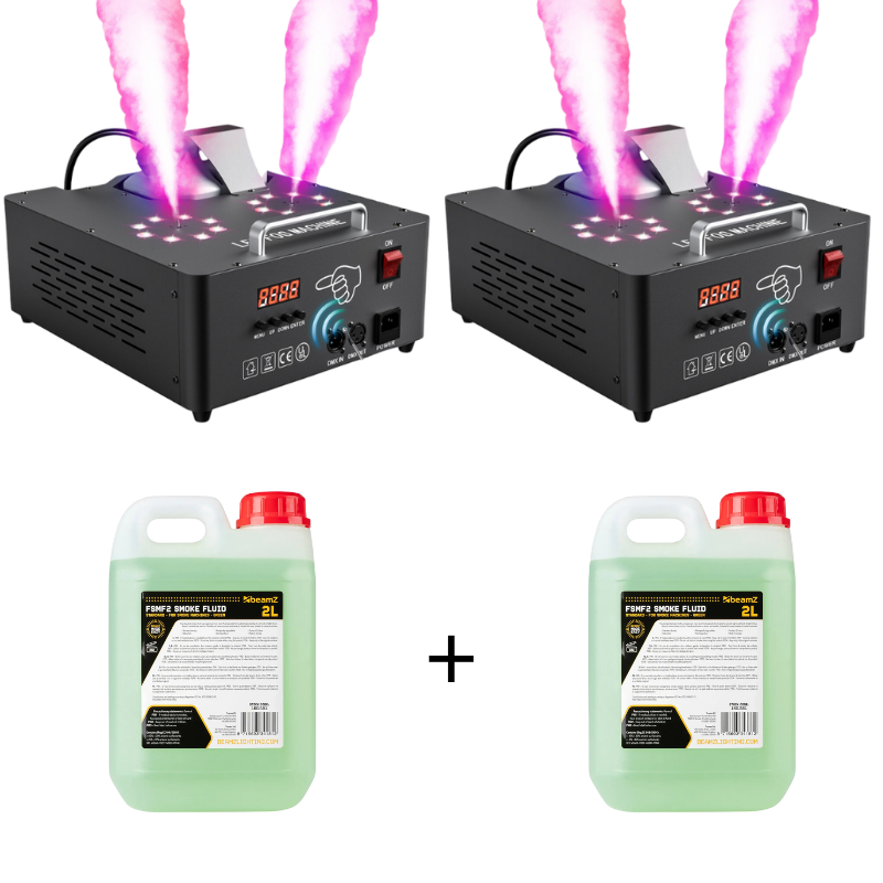 2x U'King DMX512 Rookmachine + 4 Liter Rookvloeistof